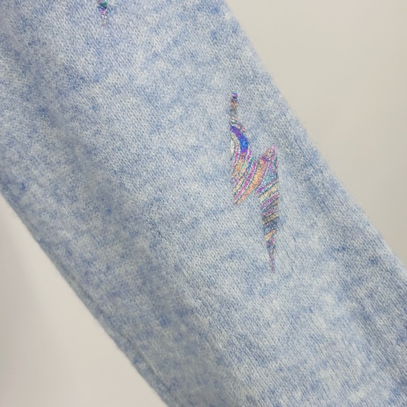 Brodie 100 % cashmere lightning Bolt iridescent jumper sweater Sz S celestial - Picture 5 of 10